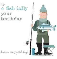 Celebrate with this charming fishing birthday card perfect for anglers