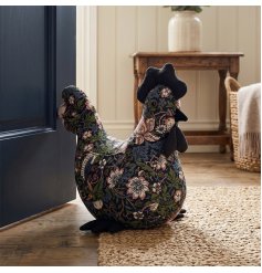 Delightful hen doorstop inspired by William Morris to hold your doors steady with style