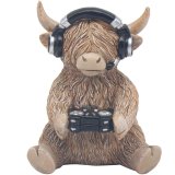 View Gamer Highland Cow Ornament Details a charming sitting highland cow figurine
