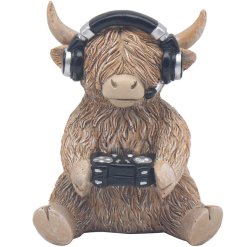 a charming sitting highland cow figurine 