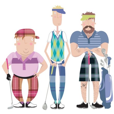 Male Golfers Greeting Card, 15cm 