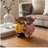 View Highland Cows With Umbrella Deco Details Adorable Scottish Highland cow duo outfitted in colorful rain gel