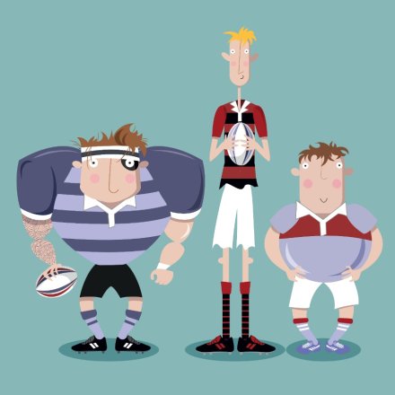 Rugby Players Greeting Card, 15cm 