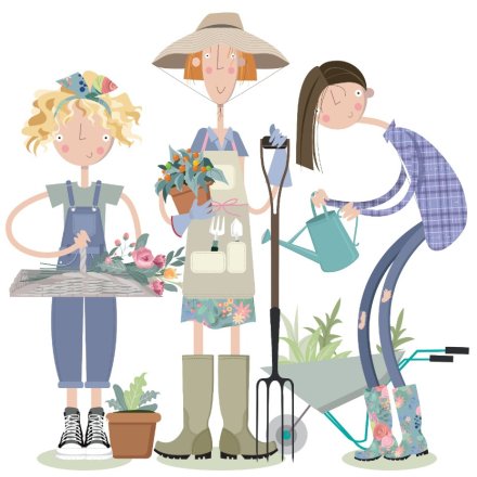 Female Gardeners Greetings Card, 15cm 