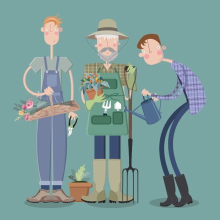 Male Gardeners Greeting Card, 15cm 