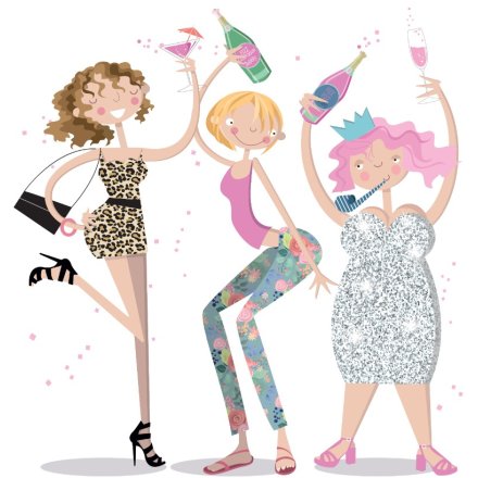Party Girls Glitter Greeting Card, 15cm 