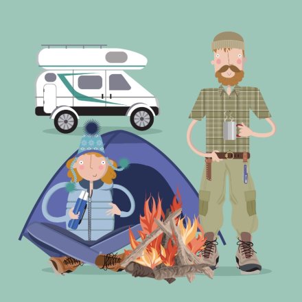 Happy Campers Greeting Card, 15cm 