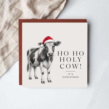 Cow Christmas Greeting Card, 15cm
