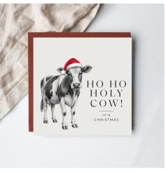 Share festive fun and smiles with our playful Ho Ho Holy Cow Christmas card