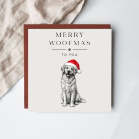Delight dog lovers this Christmas with our whimsical Merry Woofmas greeting card