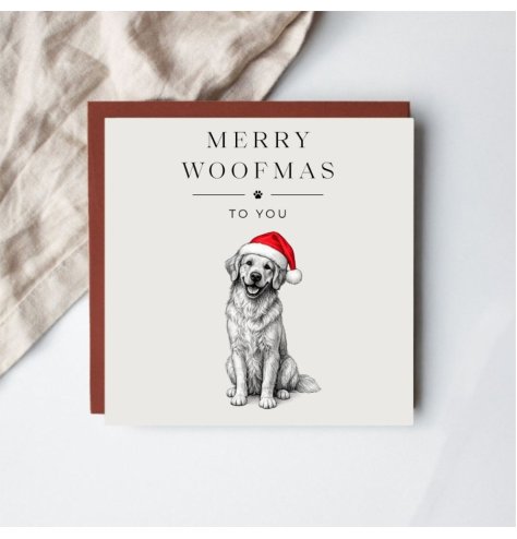 Send festive smiles with this delightful dog-themed Merry Woofmas card