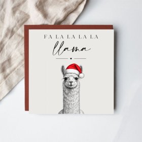 Share festive cheer with this delightful llama-themed Christmas card