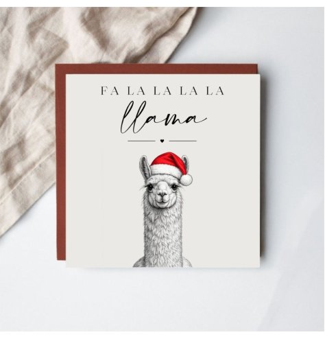 Share festive cheer with this delightful llama-themed Christmas card