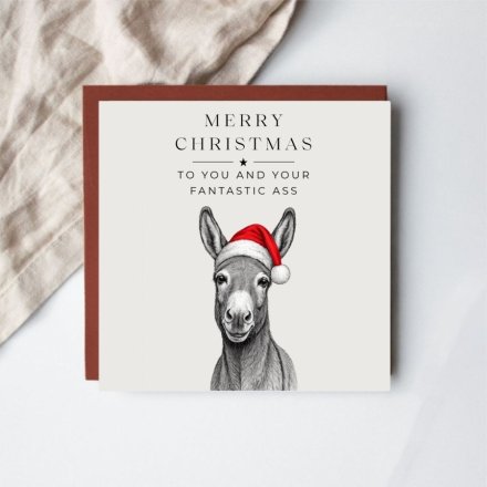 Donkey Christmas Card, 15cm 