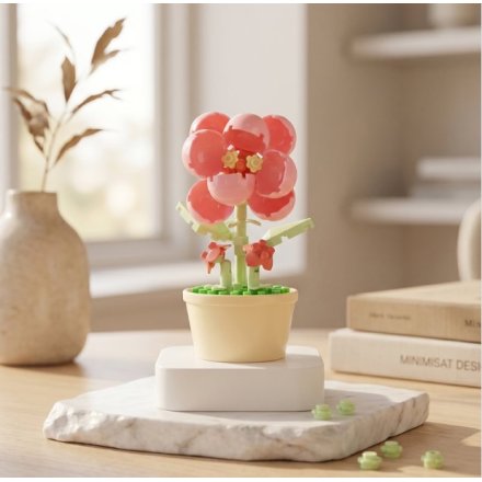 Mini Bricks Floral Plant in Decorative Pot