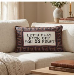 Bring a cheeky edge and playful attitude to any room with this bold cushion