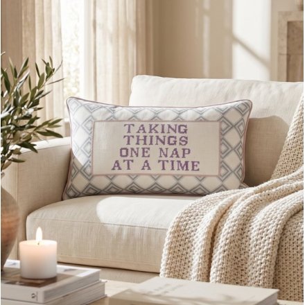 'One nap at a time' Square Cushion, 50cm