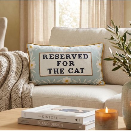  50cm 'Reserved For The Cat' Daisy Cushion