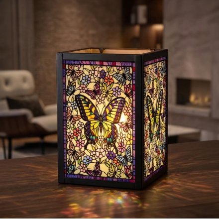 15cm Stained Glass Butterfly Tealight Candle Holder