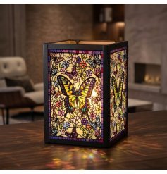 Bring charm and colour to your home with this stained glass butterfly tealight holder