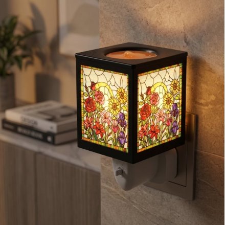 14cm Stained Glass Floral Aroma Lamp