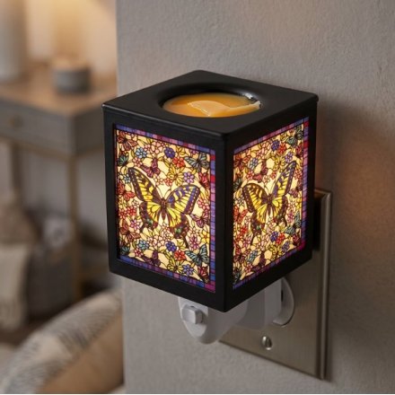 14cm Stained Glass Butterfly Plug Lamp