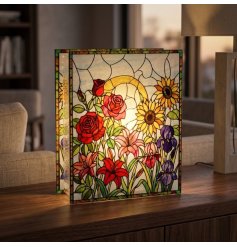 Light up your home with vibrant stained glass flowers bathed in soft LED glow