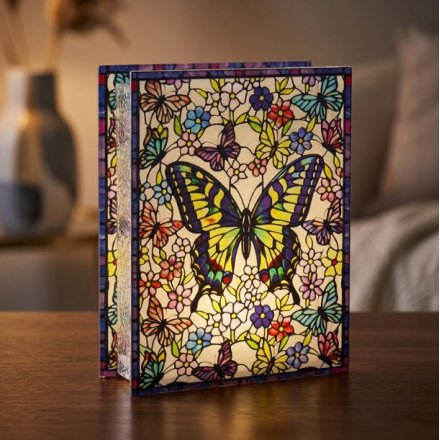 21cm Stained Glass LED Light Butterfly