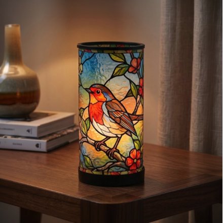 22cm Robin Stained Glass Lamp