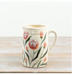 Elegant tulip-patterned jug that brings a fresh spring look to your home