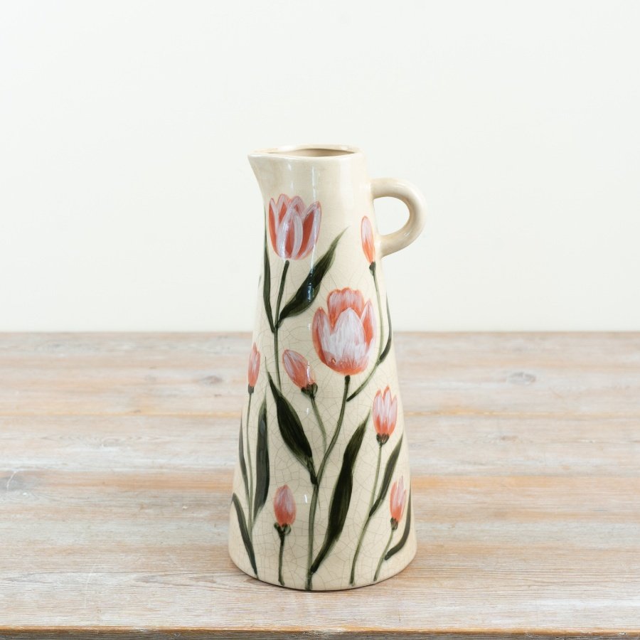 delightful tulip design with a crackled finish