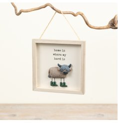 Light wood shadow box frame with 3D highland cow and rustic twine hanger