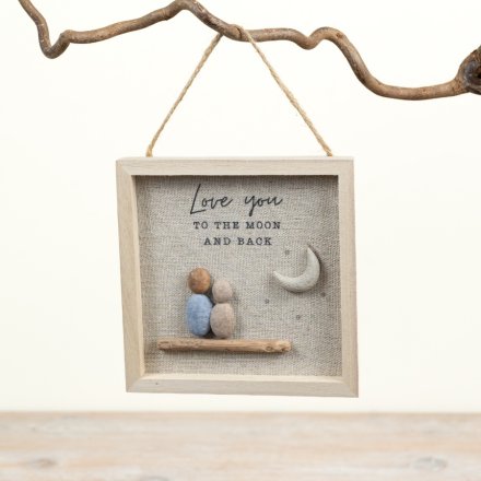 Love You to the Moon and Back Pebble Hanger, 13cm