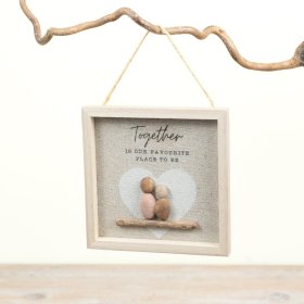 delightful wooden frame featuring pebble art and a heartfelt message