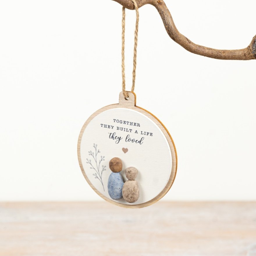 3D Pebble Round Hanging Ornament, 9.5cm