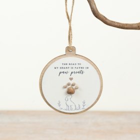 charming rustic wall or door plaque with pebble paw design