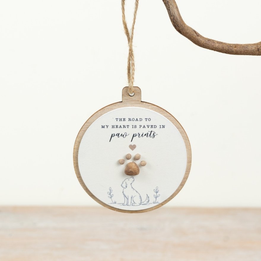 9.5cm Pebble Paw Hanging Sign
