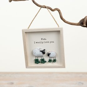 charming pebble art sheep plaque to brighten any room