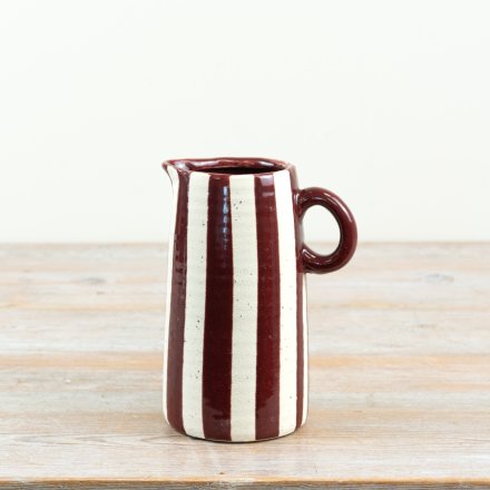 Red and White Striped 17cm Jug