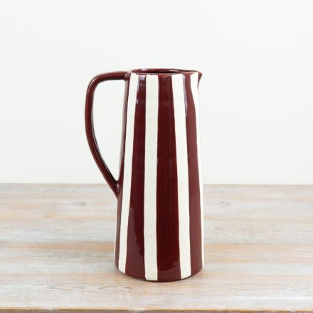 Wine Red Stripped Jug, 33cm 