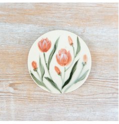 a glazed tulip round coaster 