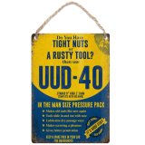 Bring a dose of retro, tongue-in-cheek humor to your walls with this vintage-inspired novelty hanging sign