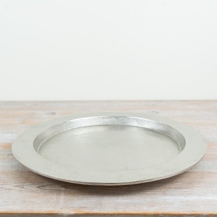 Elegant silver tray perfect for pillar candles, jar candles, or seasonal floral arrangements