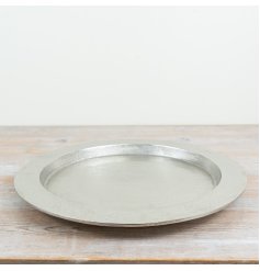 Elegant silver tray perfect for pillar candles, jar candles, or seasonal floral arrangements
