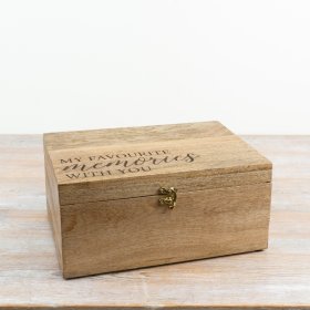 elegant wooden keepsake box engraved with 'My Favourite Memories With You' for treasured keepsakes