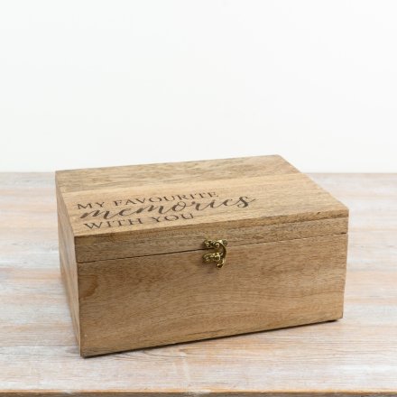 a charming My Favourite Memories With You" Engraved wooden keepsake box