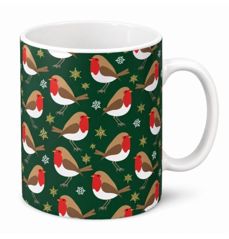 Delightful robin-themed mug perfect for enjoying your Christmas morning coffee