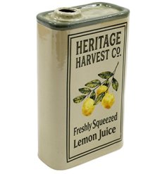 Charming dolomite vase inspired by vintage citrus juice cans
