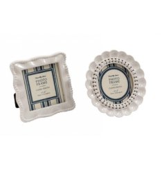 2 assorted one round one square scalloped photo frame 