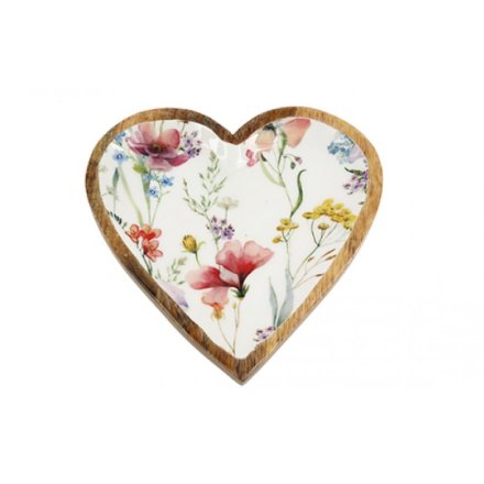 Flower Heart Enamel Tray , 25cm 